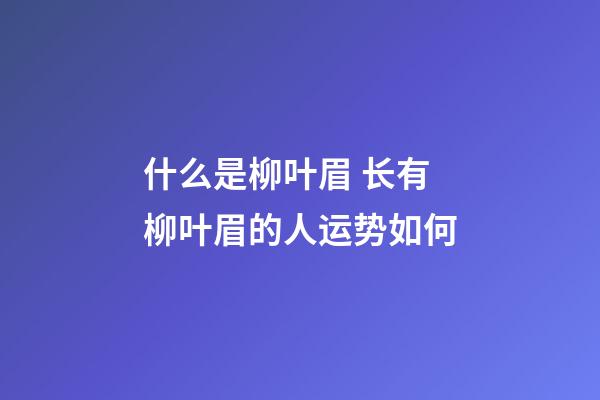 什么是柳叶眉 长有柳叶眉的人运势如何